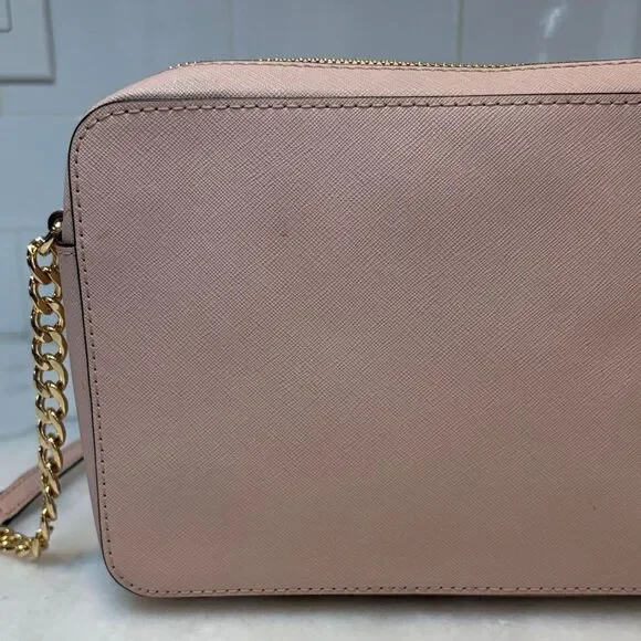 Michael Kors Bag Crossbody Purse Handbag Leather Cynthia Pink Chain Satchel Bag - Picture 5 of 16